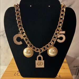 Gold and Cream Charm Necklace